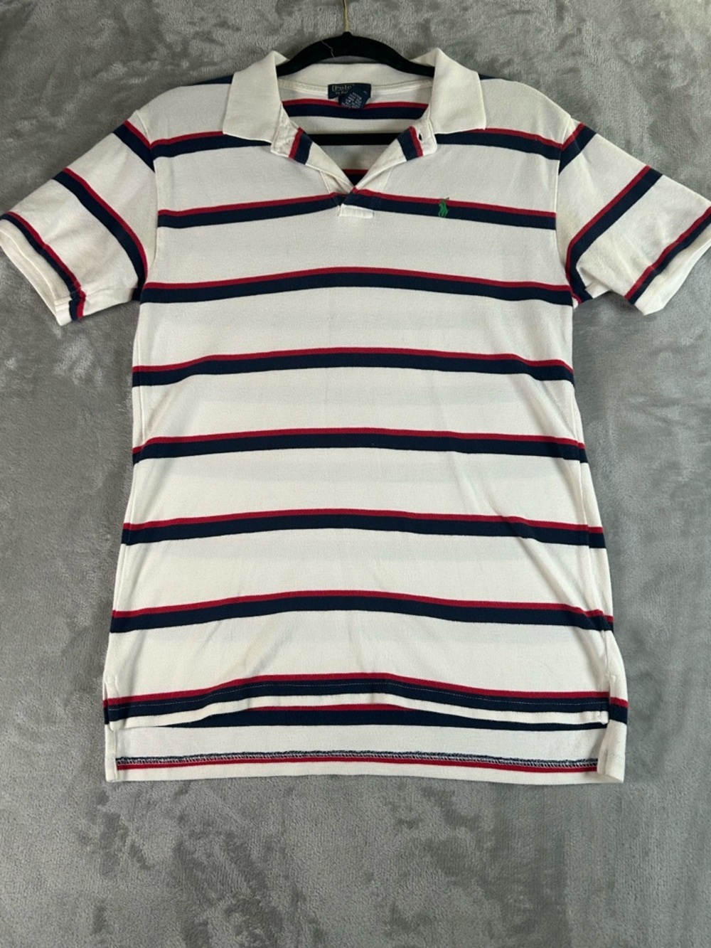 Ralph Lauren White Polo with Navy & Red Stripes - Picture 8 of 8